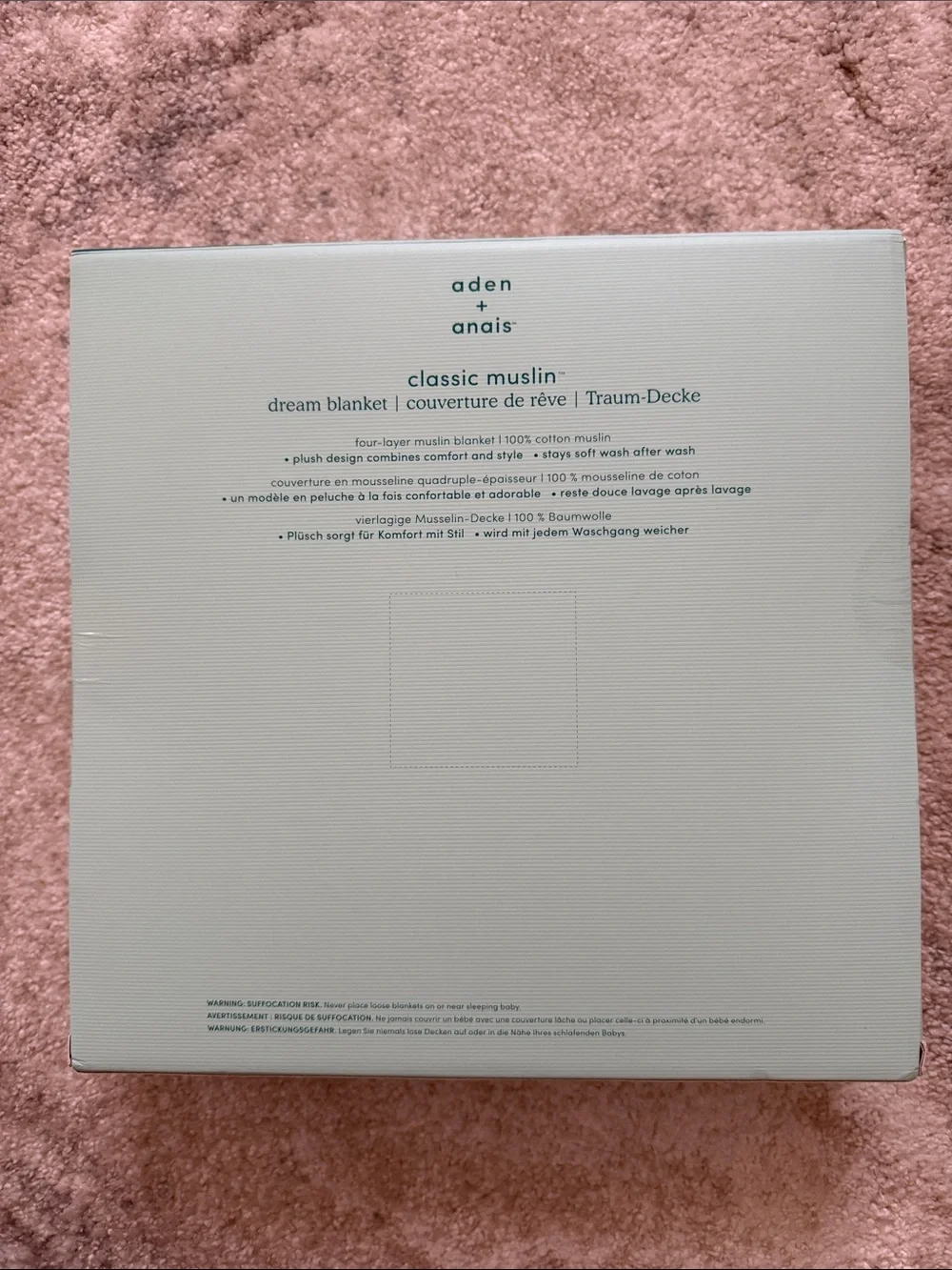 aden + anais Classic Muslin Dream Blanket - White with Gray Animal Motif